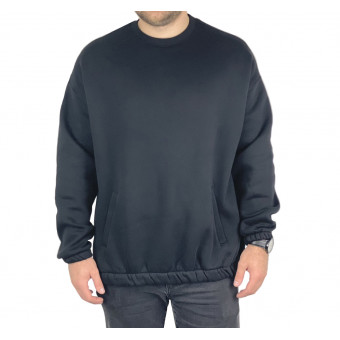 Мужской свитшот на флисе Super Oversize - черный 1656